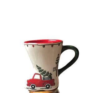 Christmas Boot Mug pickup truck trees New